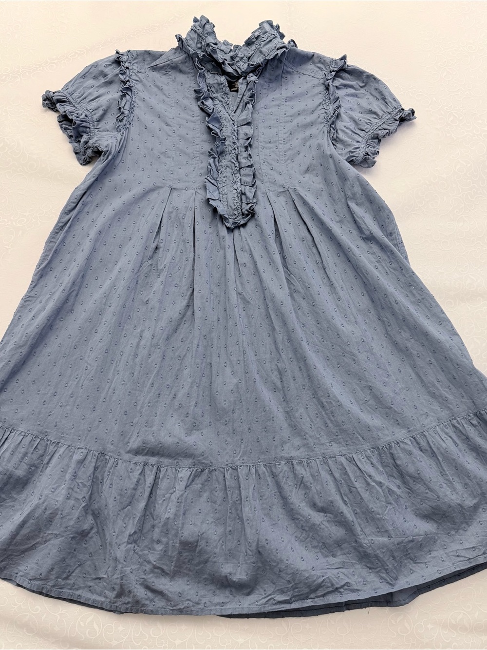 Angie Powder Blue Ruffled Cotton Dress for Girls